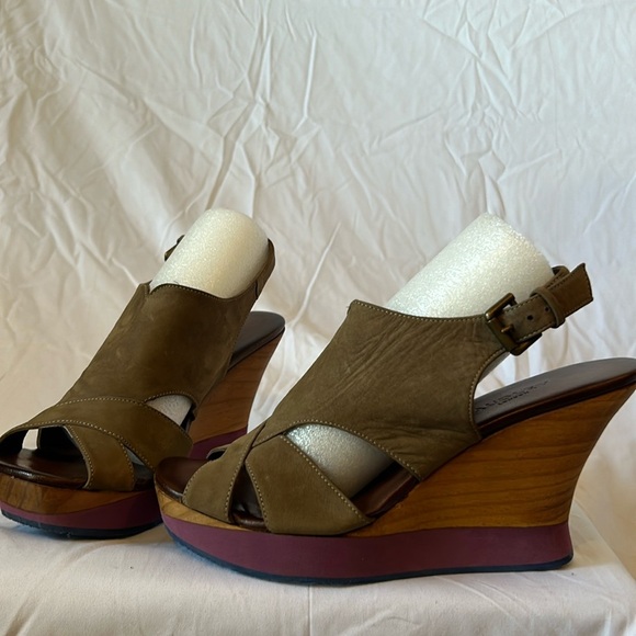 Audley London Stacked Open Toe Platform Wedge Sandals Women's size 6/37 - Picture 3 of 7